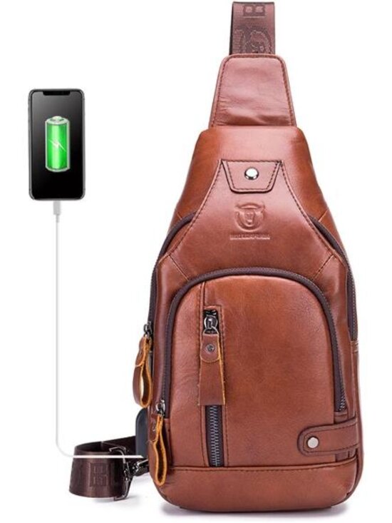 Genuine Leather Sling Bag for Men - Picture 1 of 7